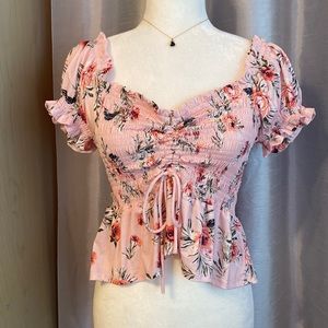 Bloomfield | Floral Smocked Crop Top Size Large